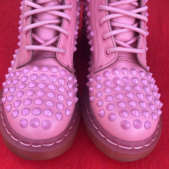 Dr. Martens Mono PINK Metal Spike Combat Moto Boots - Picture 10 of 17